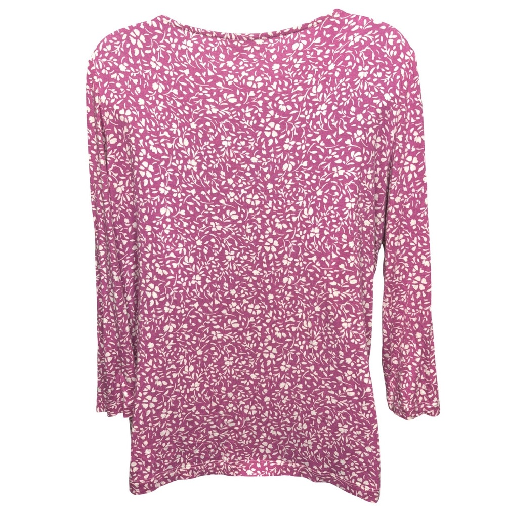 HOBBS LONDON Womens Pink Floral Scoop Neck Tunic Top L Cottagecore Casual Chic - Picture 3 of 12